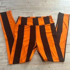 LuLaRoe Orange and Black Striped Leggings